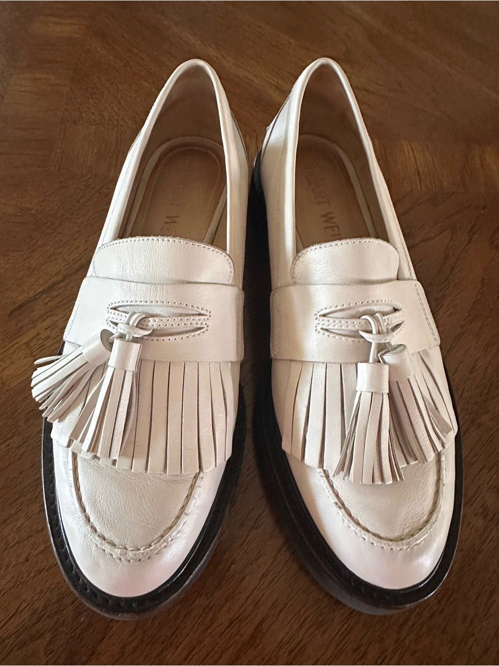 Stuart Weitzman Mila Classic White Tassel  Loafers